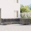 vidaXL 10 pcs conjunto lounge de jardim c/ almofad&otilde;es vime PE cinzento