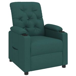 vidaXL Poltrona reclin&aacute;vel tecido verde-escuro