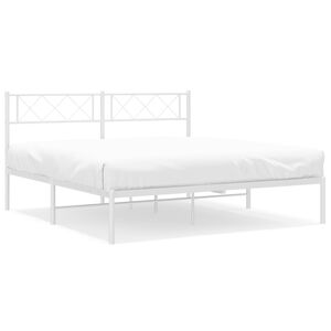 vidaXL Estrutura de cama com cabeceira 120x190 cm metal branco