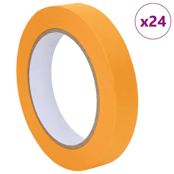 vidaXL Fitas de M&aacute;scara para Pintores 24 pcs Amarelo 19mm x 50m Papel