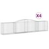 vidaXL Cestos gabi&atilde;o arqueados 4 pcs 400x50x80/100cm ferro galvanizado