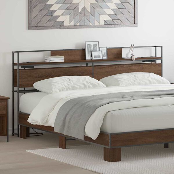 vidaXL Cabeceira de armazenamento Carvalho castanho 200 cm