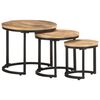 vidaXL Mesas de apoio 3 pcs madeira de mangueira &aacute;spera