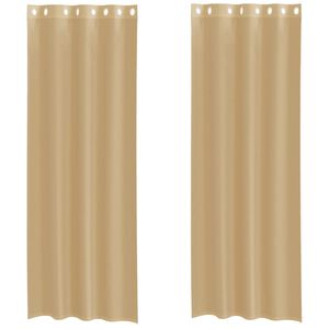 vidaXL Cortinas de voile com ilh&oacute;s 2 pcs areia