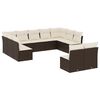 vidaXL 11 pcs conjunto sof&aacute;s de jardim c/ almofad&otilde;es vime PE castanho