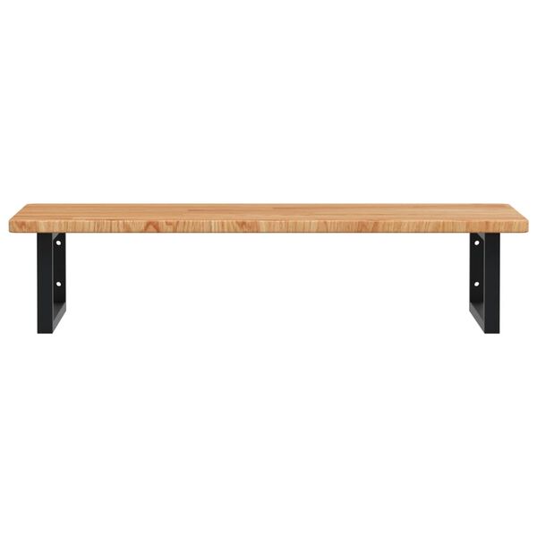 vidaXL Prateleira de parede p/ lavat&oacute;rio a&ccedil;o/madeira carvalho maci&ccedil;a