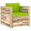 vidaXL 7 pcs conj. lounge jardim c/ almofad&otilde;es madeira impreg. verde