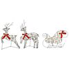 vidaXL Rena de Natal com tren&oacute; 3 unid. 60 LED Branco quente