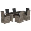 vidaXL 7 pcs conjunto de jantar p/ jardim c/ almofad&otilde;es vime PE cinza