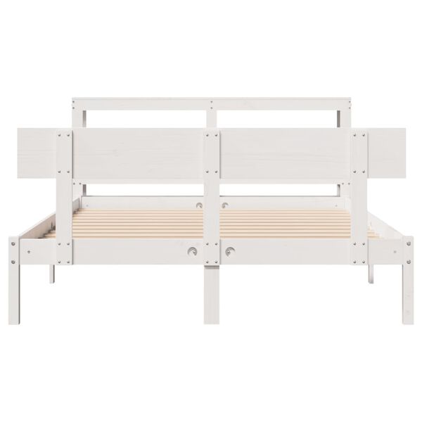 vidaXL Cama sem colch&atilde;o 135x190 cm madeira de pinho maci&ccedil;a branco