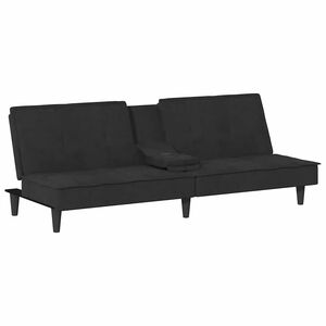 vidaXL Sof&aacute;-cama com suporte para copos veludo preto