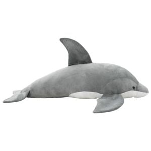 vidaXL Golfinho de peluche cinzento