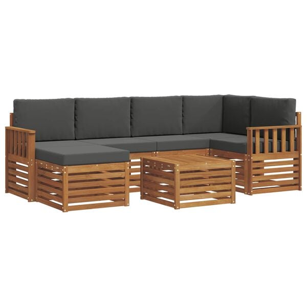 vidaXL Conjunto de Sof&aacute; Sectional 7 pcs Natural e Antracite