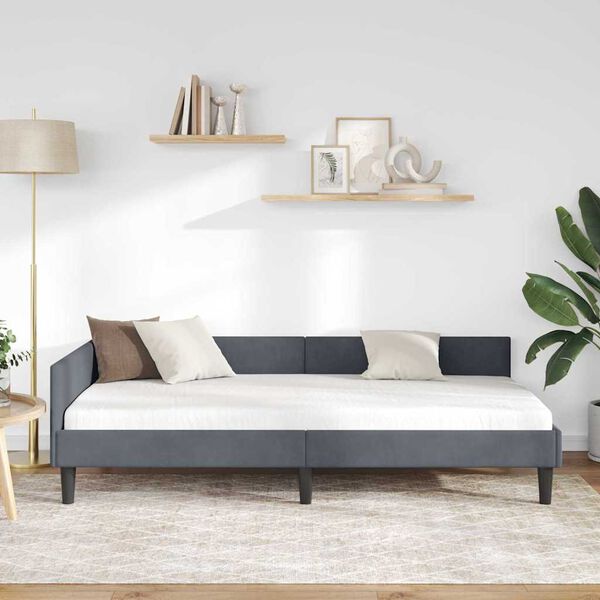 vidaXL Estrutura de Cama de Canto Cinza Escuro 80 cm x 200 cm