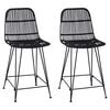 vidaXL Banco de bar 2 pcs Preto 44 x 54 x 96 cm Rattan e A&ccedil;o