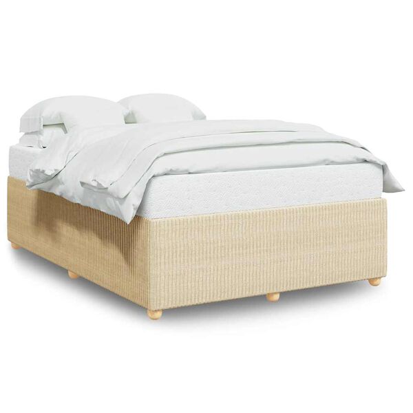 vidaXL Estrutura de cama sem colch&atilde;o 140x200 cm tecido cor creme