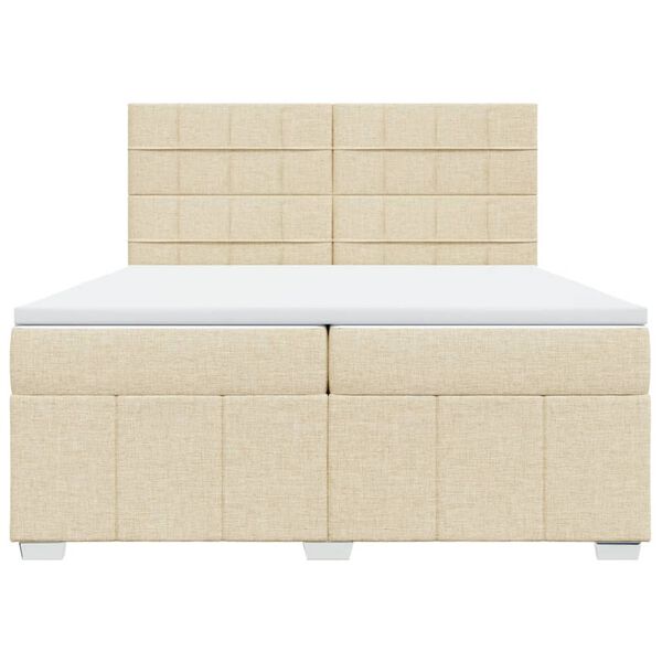vidaXL Cama com molas/colch&atilde;o 200x200 cm tecido cor creme