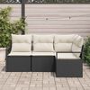 vidaXL Conjunto de Sof&aacute; de Jardim com almofada 4 pcs Preto e Creme