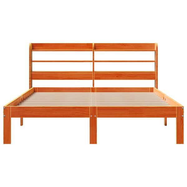 VidaXL Cama sem colch&atilde;o 140x190 cm pinho maci&ccedil;o castanho-mel