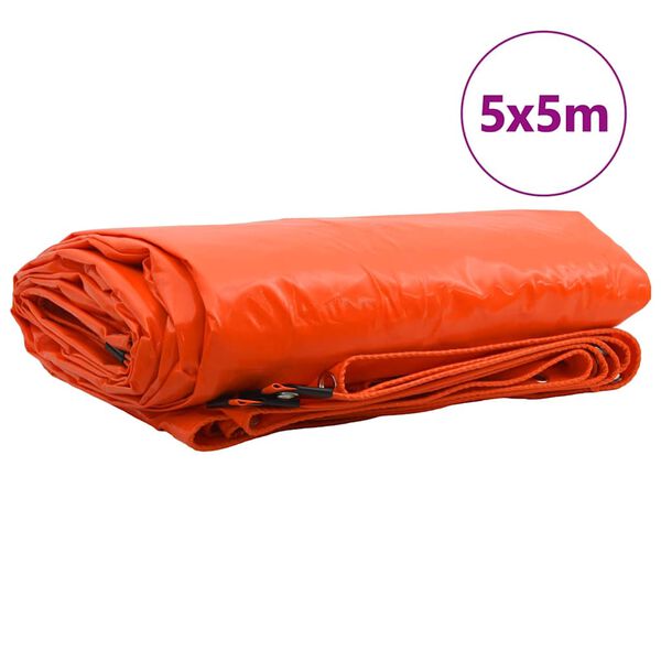 vidaXL Lona 650g / m&sup2; Laranja 5 x 5 m Lona com revestimento em PVC