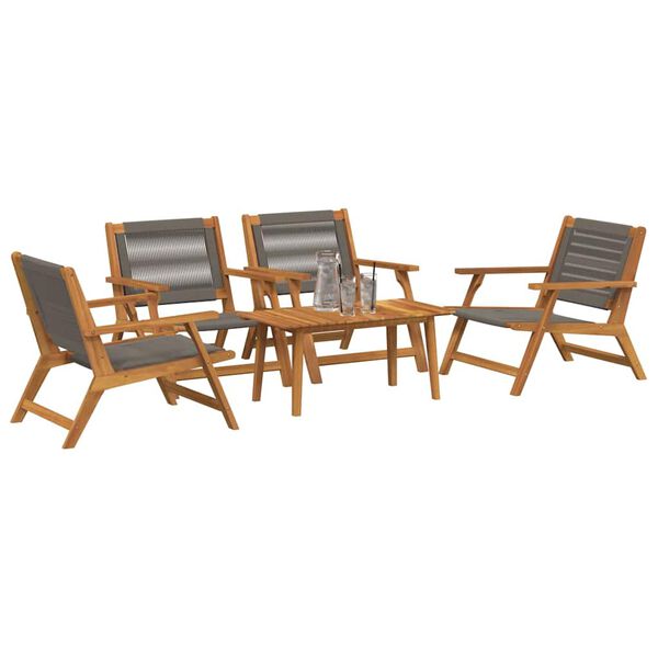 vidaXL Cadeiras de Jardim com Mesa 5 pcs Cinzeto