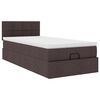 vidaXL Cama otomana com colch&atilde;o 90x200 cm tecido castanho escuro
