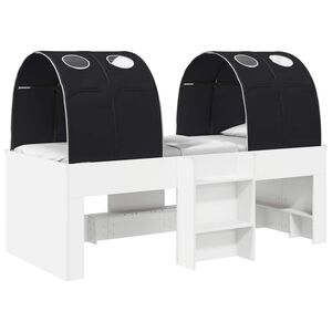 vidaXL Cama com T&uacute;nel 3 unid. Branco e Preto Derivados de Madeira