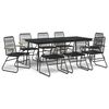 vidaXL 9 pcs conjunto de jantar para jardim vime de PVC preto