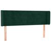 vidaXL Cabeceira cama c/ luzes LED veludo 147x16x78/88 cm verde-escuro
