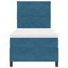 vidaXL Cama Box Spring LED com colch&atilde;o Azul Escuro 100 x 200 cm tecido