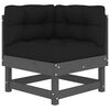 vidaXL 4 pcs conjunto lounge jardim c/ almofad&otilde;es madeira maci&ccedil;a cinza