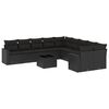 vidaXL 11 pcs conjunto sof&aacute;s de jardim c/ almofad&otilde;es vime PE preto