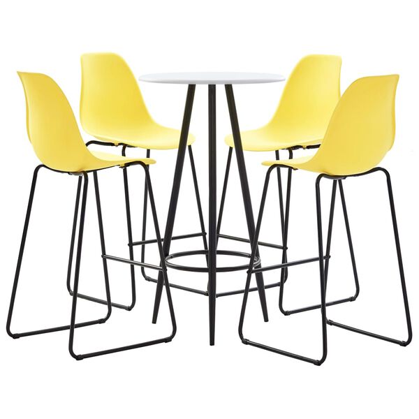 vidaXL 5 pcs conjunto de bar pl&aacute;stico amarelo