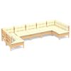 vidaXL 7 pcs conjunto lounge jardim c/ almofadões creme pinho maciço