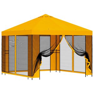 vidaXL Gazebo de Jardim com Laterais 3 x 3 m Amarelo Poli&eacute;ster e A&ccedil;o