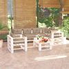 vidaXL 7 pcs conj. lounge de paletes p/ jardim com almofad&otilde;es pinho