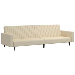 vidaXL Sof&aacute;-cama de 2 lugares veludo cor creme