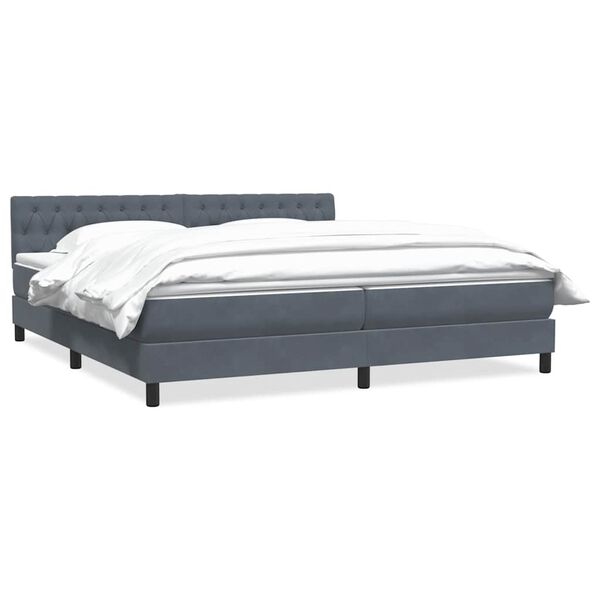 vidaXL Cama com molas/colch&atilde;o 180x210 cm veludo cinzento-escuro