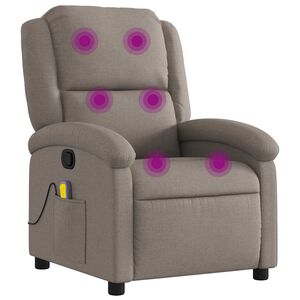 vidaXL Poltrona de massagens reclin&aacute;vel tecido cinzento-acastanhado