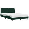 vidaXL Cama com colch&atilde;o 140x190 cm veludo verde-escuro