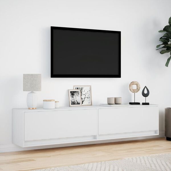 vidaXL Móvel de parede para TV com luzes LED 180x31x38 cm branco