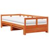 vidaXL Sof&aacute;-cama com gavet&atilde;o e colch&otilde;es 80x200 cm pinho castanho-mel