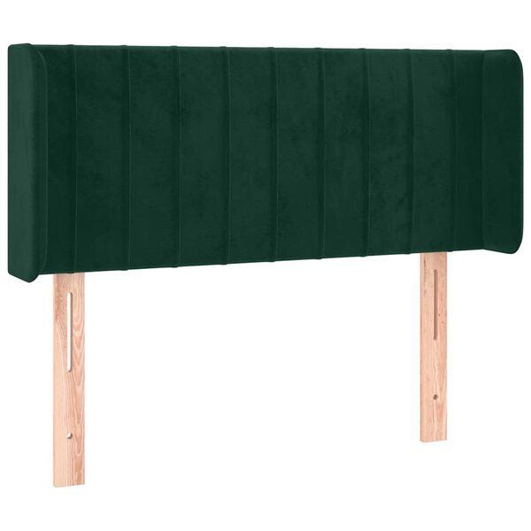 vidaXL Cabeceira de cama c/ abas veludo 103x16x78/88cm verde-escuro