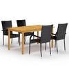 vidaXL 5 pcs conjunto de jantar para jardim preto