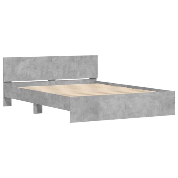 vidaXL Estrutura de cama com cabeceira 140x200 cm cinzento cimento