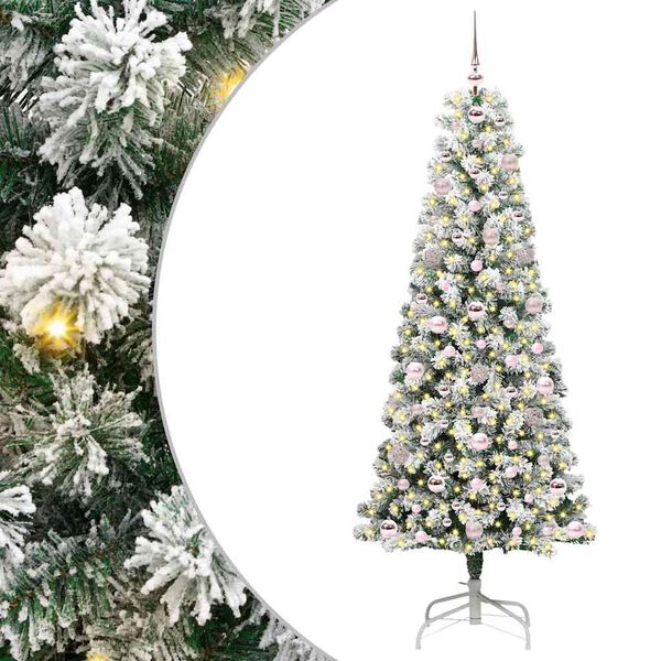 vidaXL &Aacute;rvore de Natal Articulada Artificial Verde e Branco 180 cm