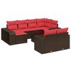 vidaXL Conjunto de sof&aacute; de jardim com 11 pe&ccedil;as e almofadas em rattan sint&eacute;tico marrom
