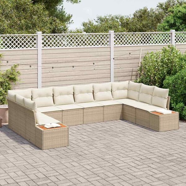 vidaXL Conjunto de Sofá de Jardim 10 pcs Bege Rattan Sintético