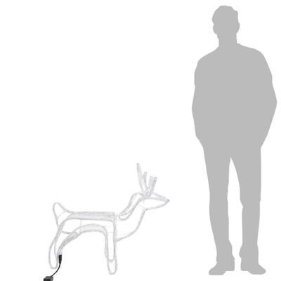 vidaXL Figura de rena de Natal 60x30x60 cm branco quente