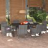 vidaXL 7 pcs conjunto de jantar p/ jardim c/ almofad&otilde;es vime PE cinza